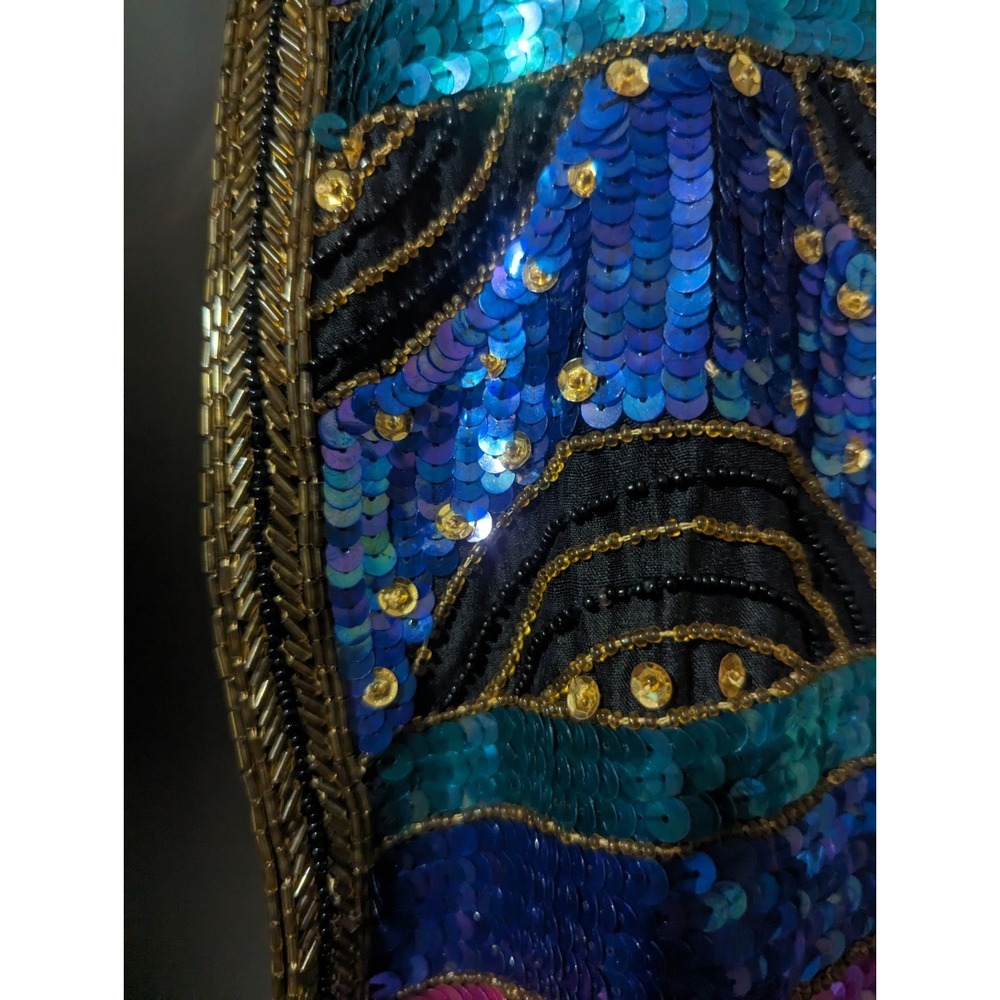 VINTAGE Leslie Fay Evenings  Jacket 100% Silk Beaded Sequined Small S 70's 80's - Picture 3 of 11